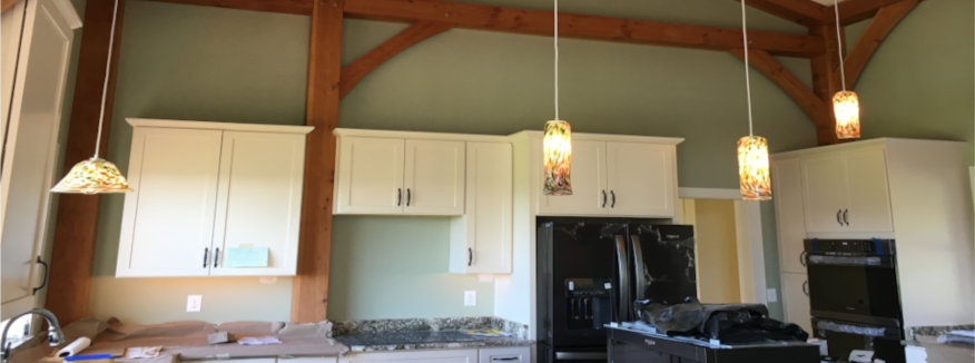 hanging pendant lights in beautiful kitchen service provided by trusted electrician in Virginia